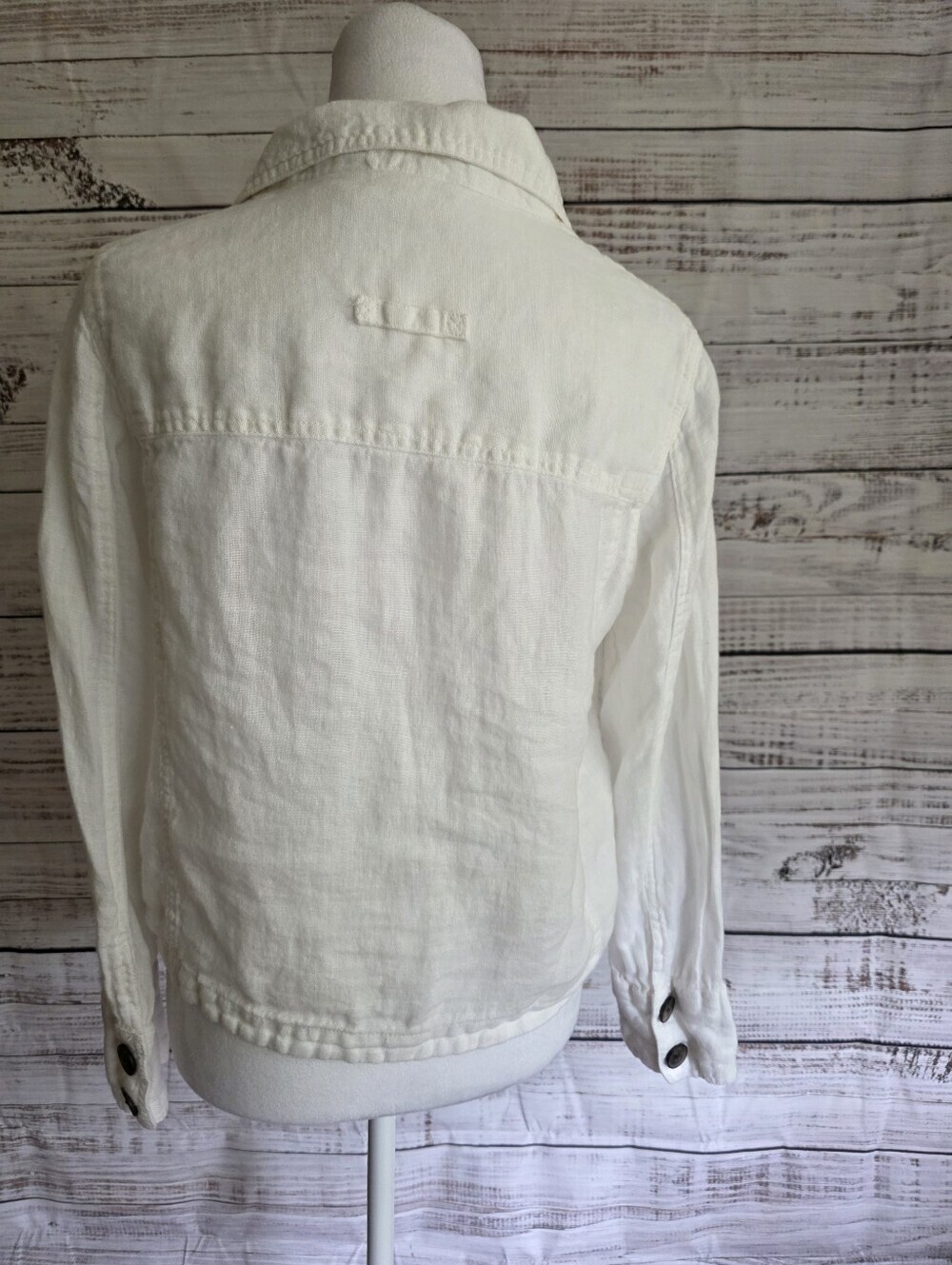 Nicole Miller White Button Front 100% Linen Jacket Size Small - Picture 5 of 7